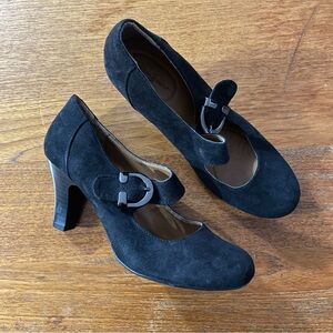 Black Suede Mary Jane Heels
